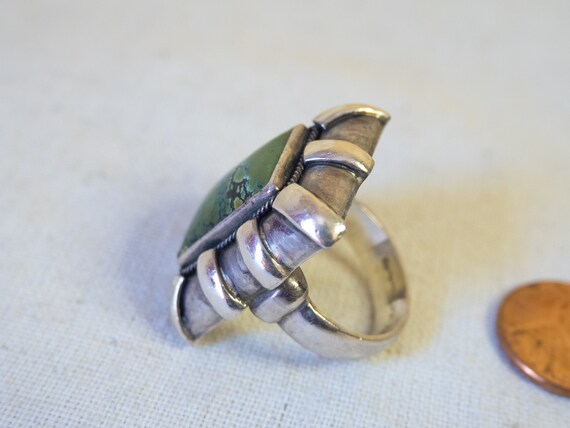 Spiderweb Turquoise stone, rectangle cast sterlin… - image 6