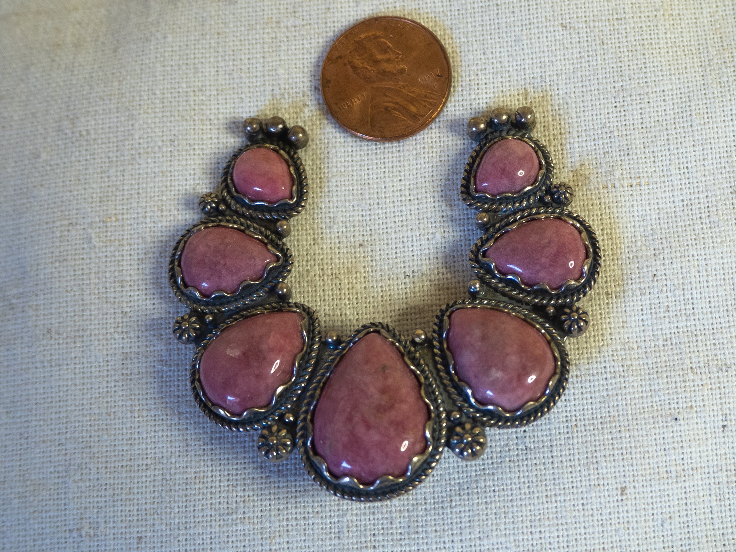 American West Sterling Silver Rhodonite Gemstone Large Naja Pendant ...