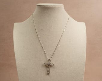 Diamond Cross Pendant Necklace 14K White Gold 6.3 grams .73 carat