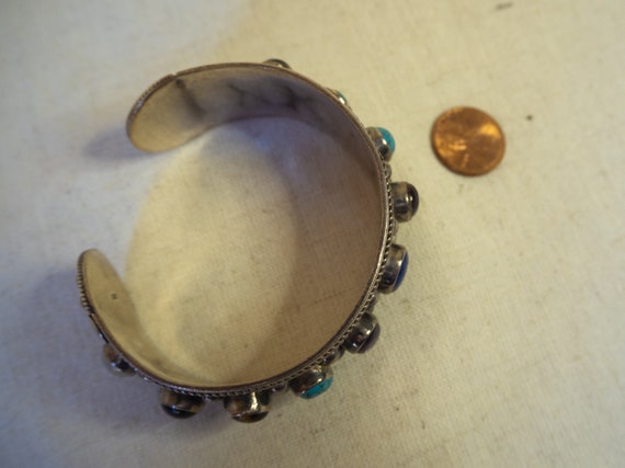 Multi-Stone Turquoise Sterling Silver Bracelet Cu… - image 7