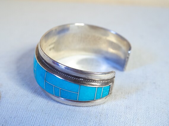 Turquoise Inlay Sterling Silver by RGB, Native Am… - image 3