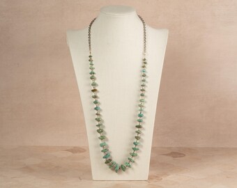 Turquoise Beaded Necklace 22.5-34", Native American First Nations Southwest Indian Jewelry