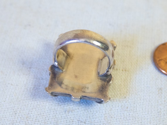 Spiderweb Turquoise stone, rectangle cast sterlin… - image 4