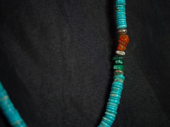 Turquoise and Malachite Beaded Necklace 23", Nati… - image 4