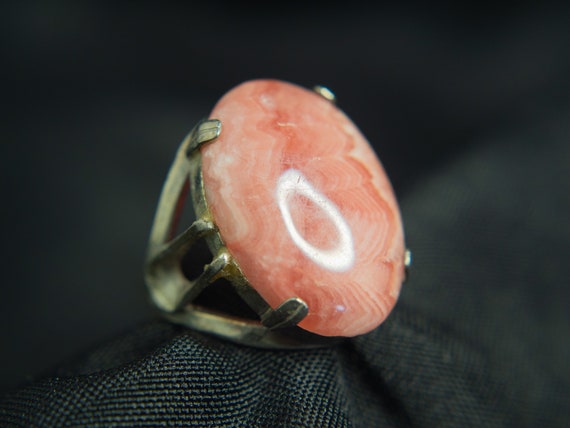 Sterling Silver Pink Rhodochrosite Ring Size 7.5,… - image 1