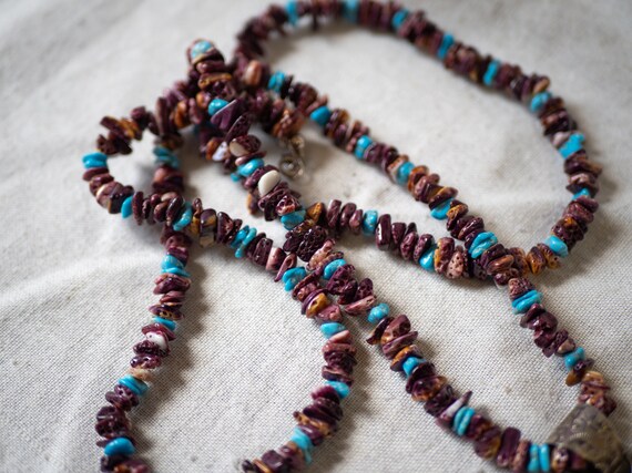 Heart Purple Spiny & Turquoise Necklace Length 40… - image 4