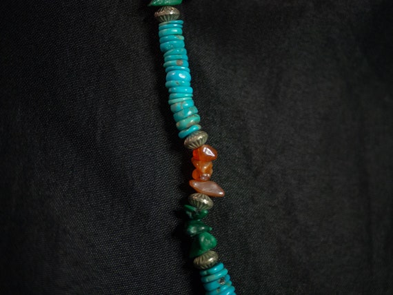 Turquoise and Malachite Beaded Necklace 23", Nati… - image 3