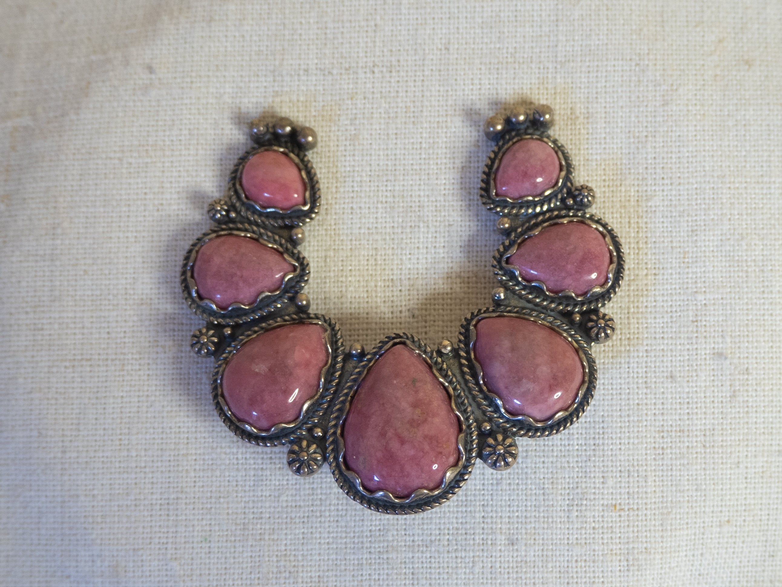 American West Sterling Silver Rhodonite Gemstone Large Naja Pendant ...