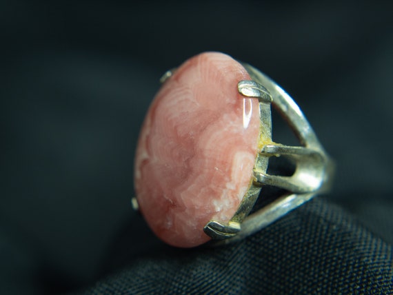 Sterling Silver Pink Rhodochrosite Ring Size 7.5,… - image 3