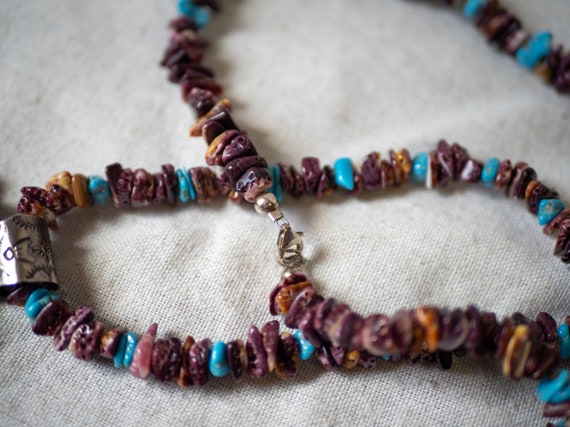 Heart Purple Spiny & Turquoise Necklace Length 40… - image 1