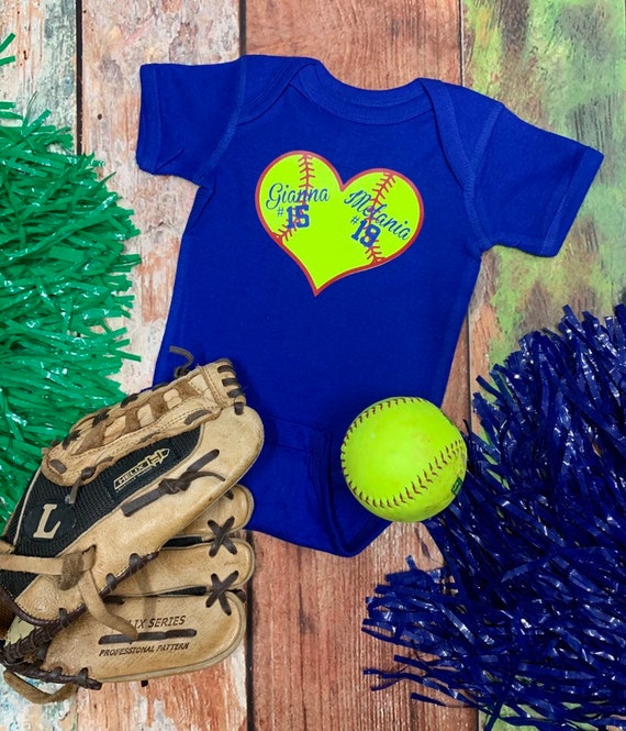 Softball Onesie Softball Onesie with Names Custom Baby Etsy