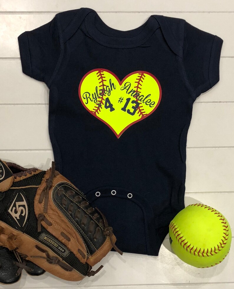 Softball Onesie Softball Onesie with Names Custom Baby Etsy