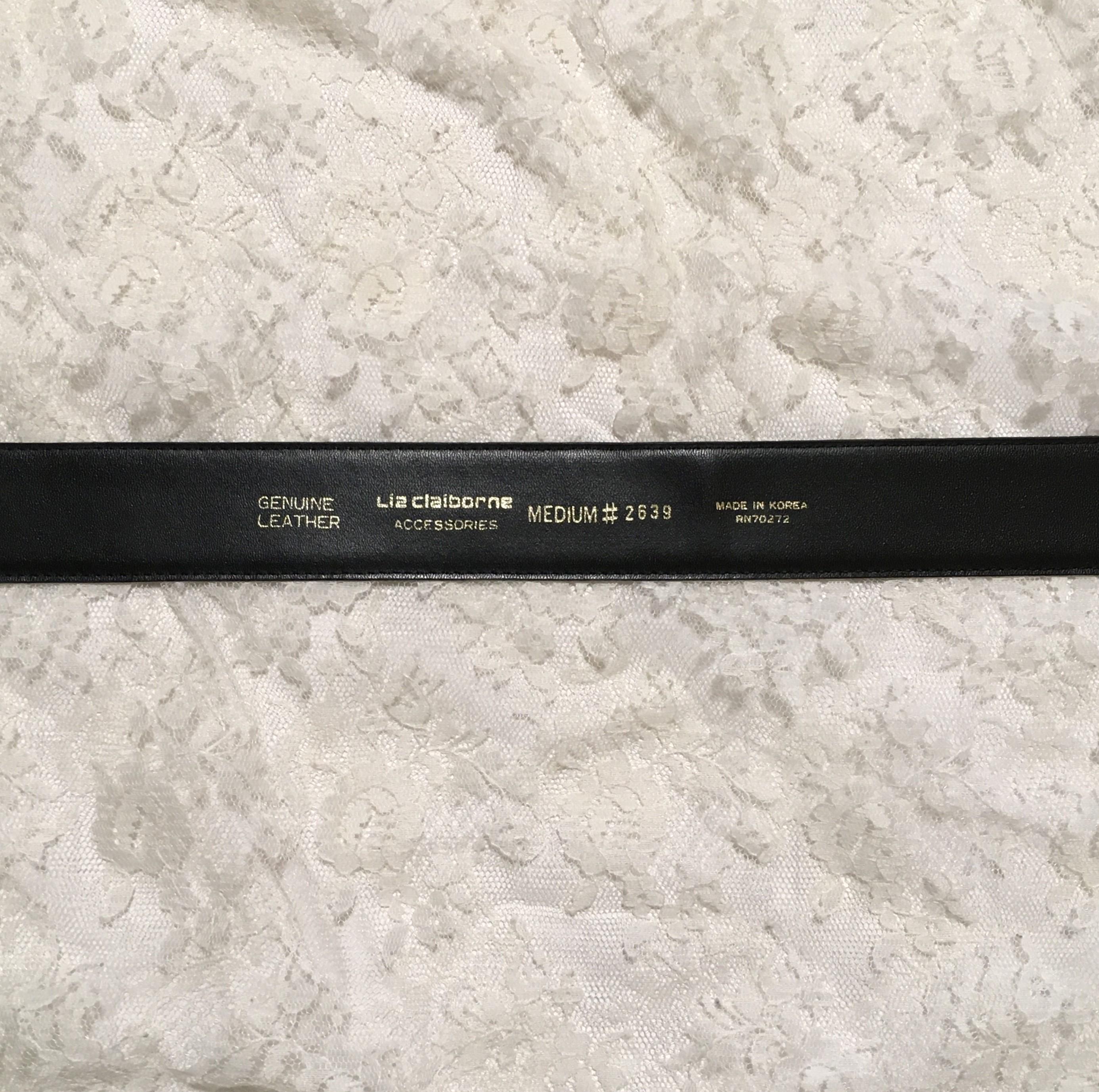 Vintage Black Genuine Leather Belt by Liz Claiborne, Reptile  display picture 1