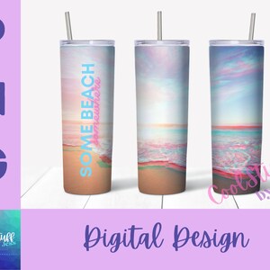 Some Beach Somewhere PNG Sublimationsdatei für Tumbler Ozean neon