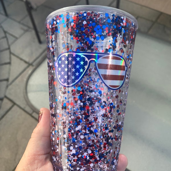 16 oz Joe Biden Aviator Sunglasses Glitter Snowglobe Tumbler