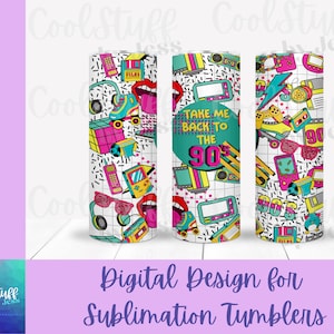 Ik ben dol op de 90's retro skinny tumbler PNG sublimatie wrap.  Afdrukbare. Digitaal dossier.