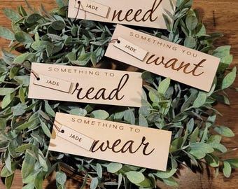 Personalized Wooden Christmas Gift Tags, Minimalist Holiday Decor, Set of 4