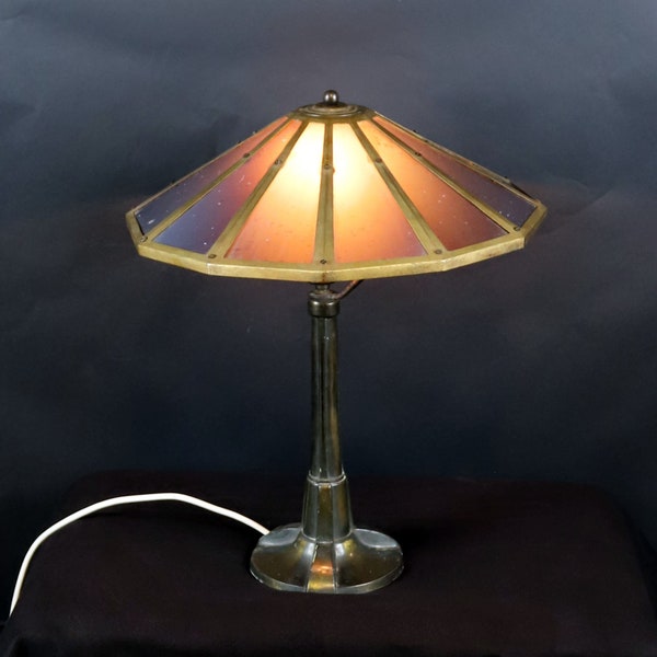 Lampe de table 1920 - base en bronze, similaire. Gustav Stickley, arts et métiers, Rareté - Lampe Antique - Lampe Art Nouveau