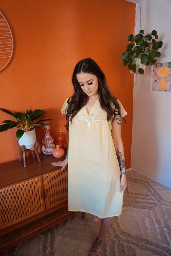 Vintage Yellow Lace Nightgown