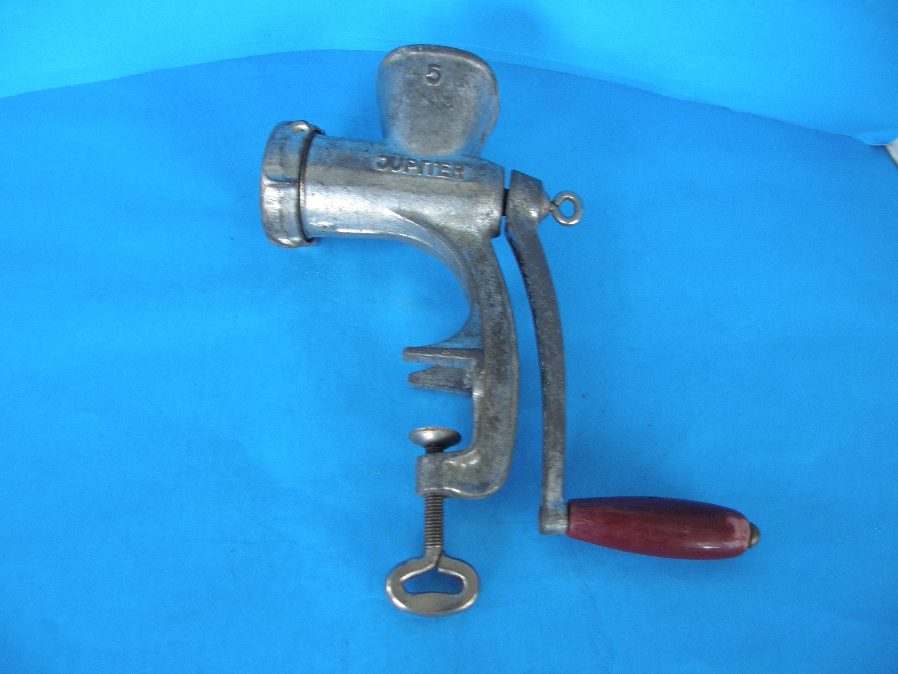 Vintage Jupiter 5 Meat Grinder With Wooden Etsy
