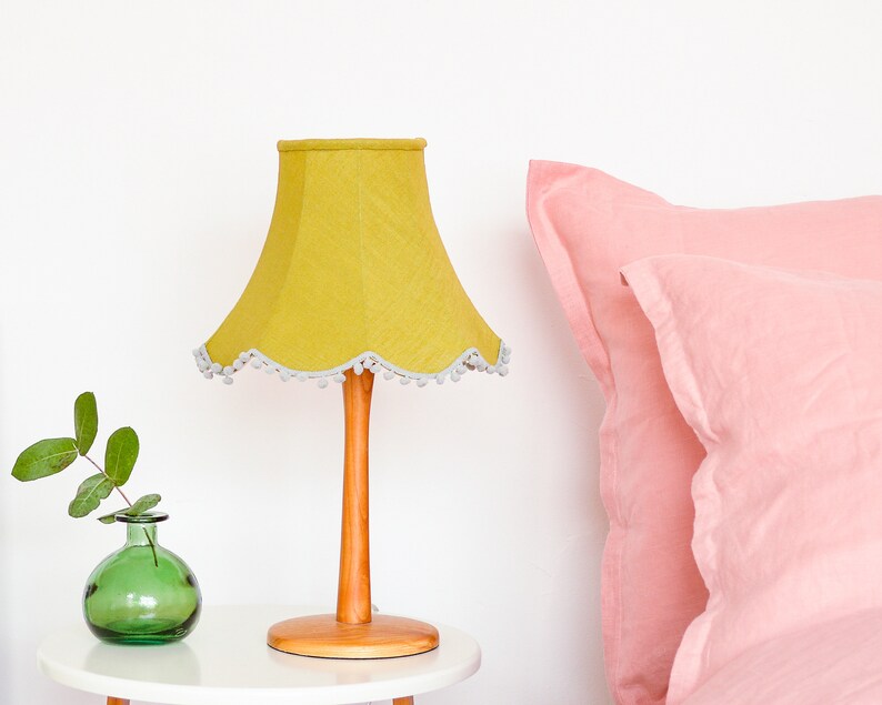 Green Linen Handmade Lampshade Etsy UK