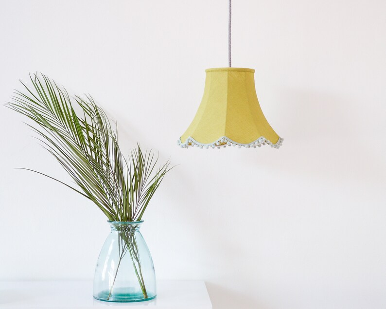 Green Linen Handmade Lampshade Etsy UK