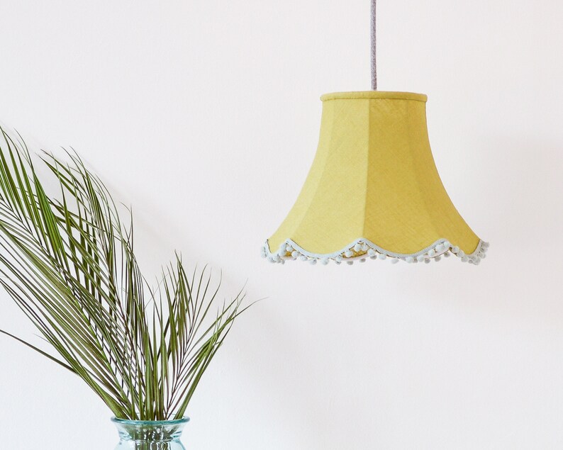 Green Linen Handmade Lampshade Etsy UK