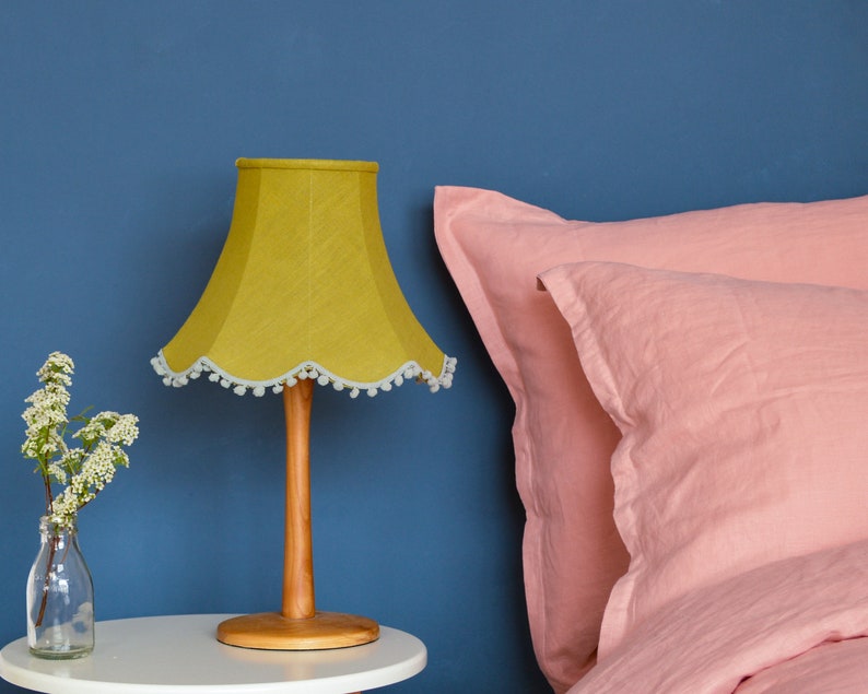 Green Linen Handmade Lampshade Etsy UK