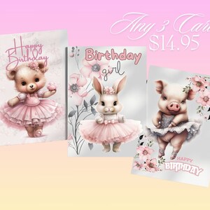 Greeting Card, Ballerina Inspired Birthday - Pick Any 3 Bundle or Buy Single Cards