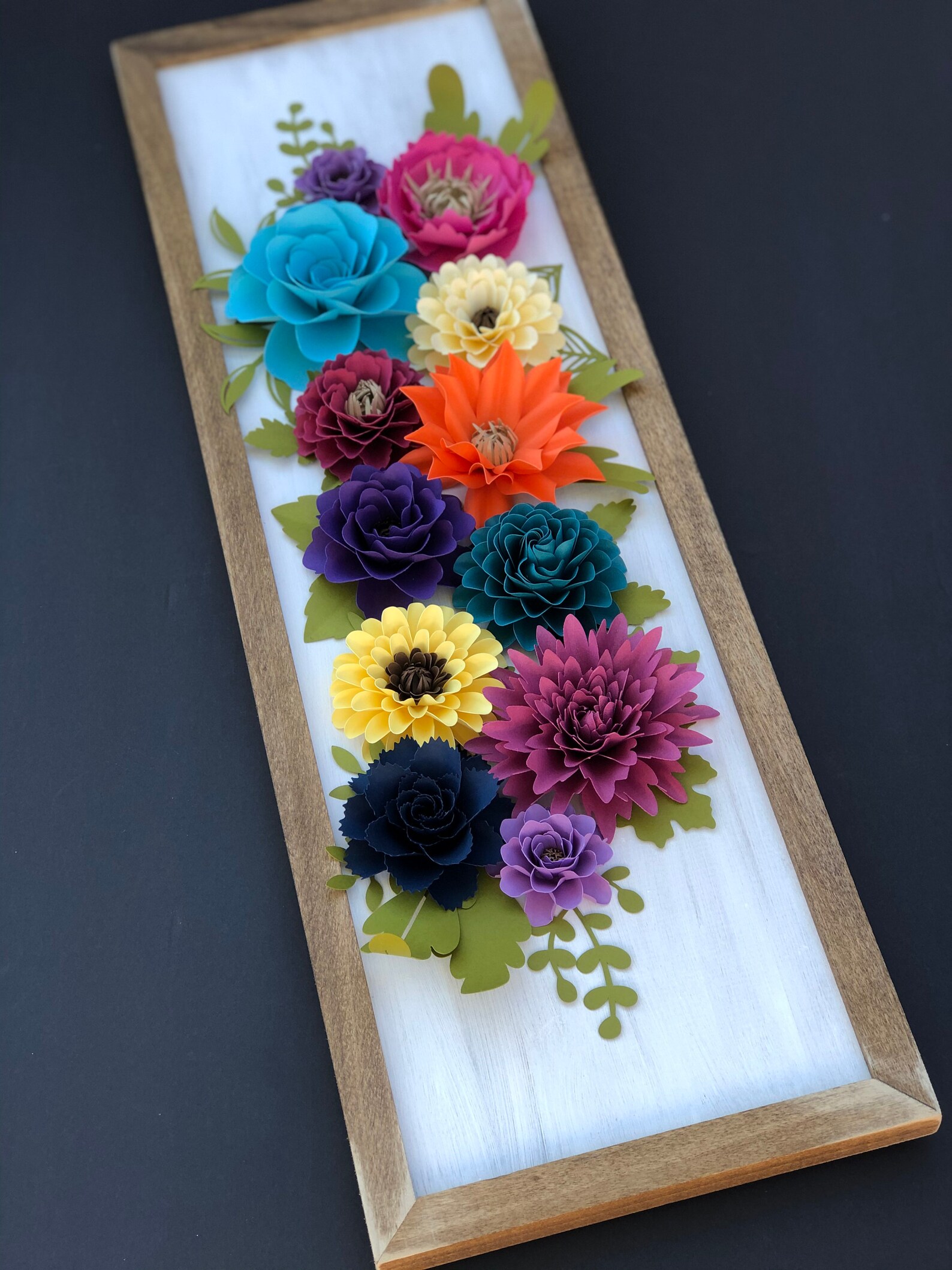 Framed Wall Art Paper Flowers Framed Wall Hanging Framed Etsy