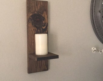 Wood Wall Sconce Candle Holder