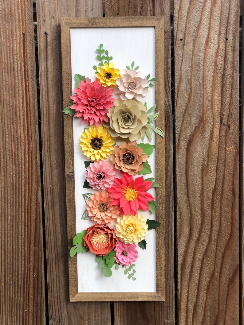 Framed Wall Art Paper Flowers Framed Wall Hanging Framed Etsy