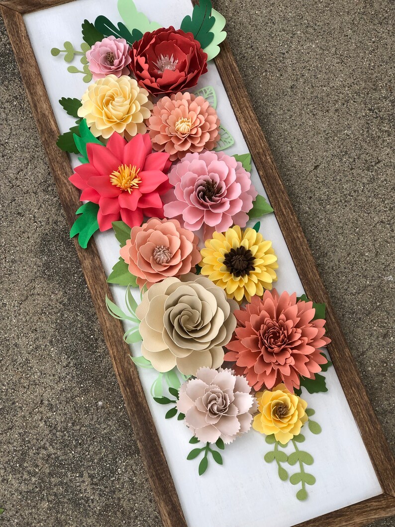 Framed Wall Art Paper Flowers Framed Wall Hanging Framed Etsy