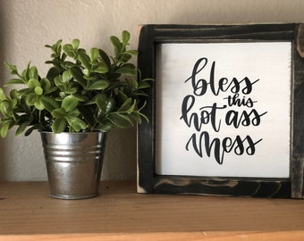 Bless this Mess | Office Decor | Room Decor | Craft Room | Mini Wood Sign | Wood Sign