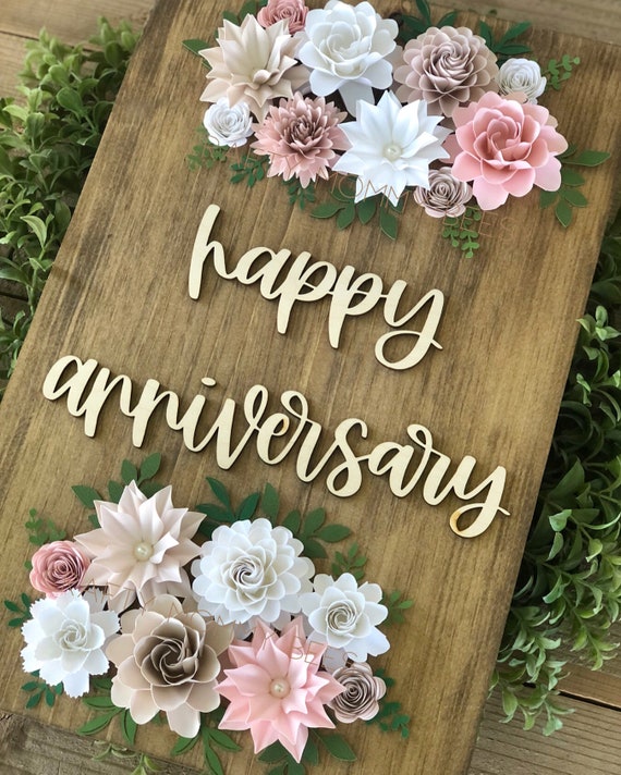 Happy Anniversary Wedding Decor Anniversary Wedding Paper Flowers