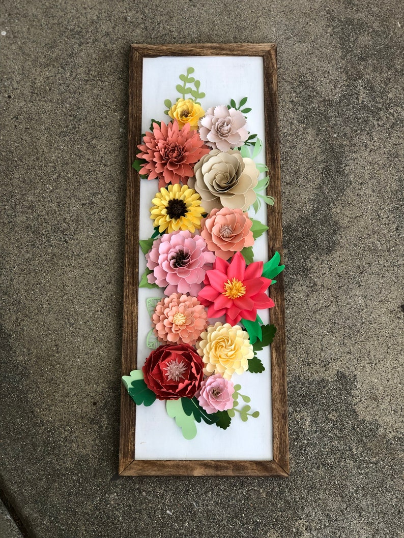 Framed Wall Art Paper Flowers Framed Wall Hanging Framed Etsy