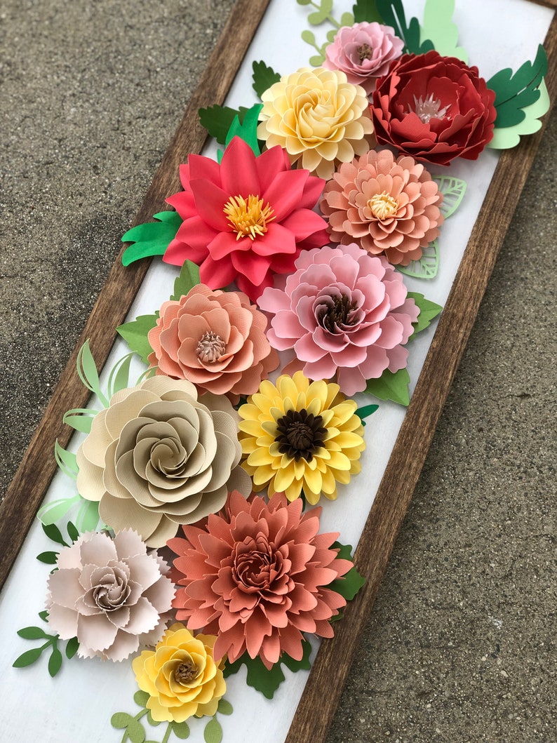 Framed Wall Art Paper Flowers Framed Wall Hanging Framed Etsy