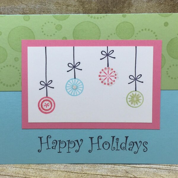 Holiday Christmas Card Non-Traditional Colors blue green pink