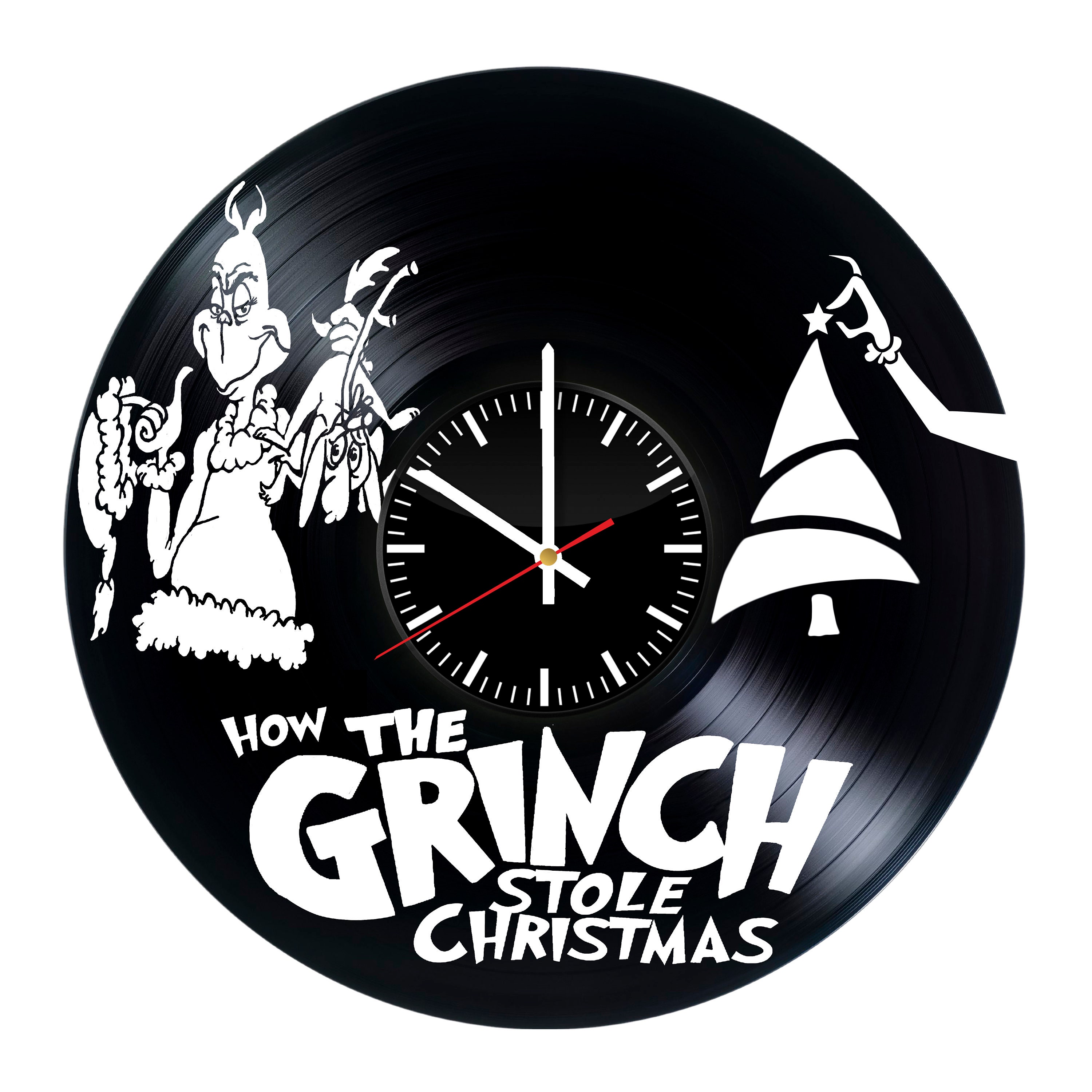 How The Grinch Stole Christmas Vinyl Wall Clock Handmade Wall Etsy