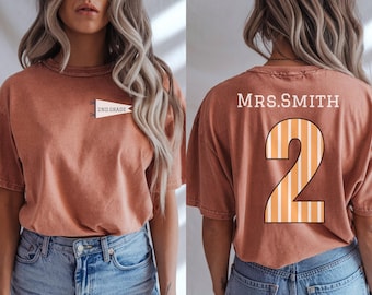 Custom Teacher Shirt, Personalized Grade Level Tee, Back to School Comfort Colors Apparel