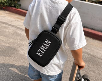 Custom Embroidered Name Crossbody Bag: Personalized Kids Sling Bag for School Travel