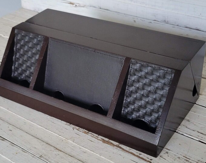 Dark Wooden and Leather Charging Station Countertop Station Etsy