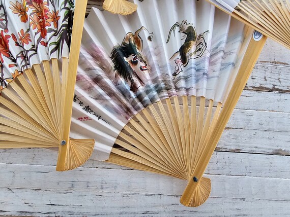 Set of 4 Unique Hand Paper Fans - Oriental Design… - image 6