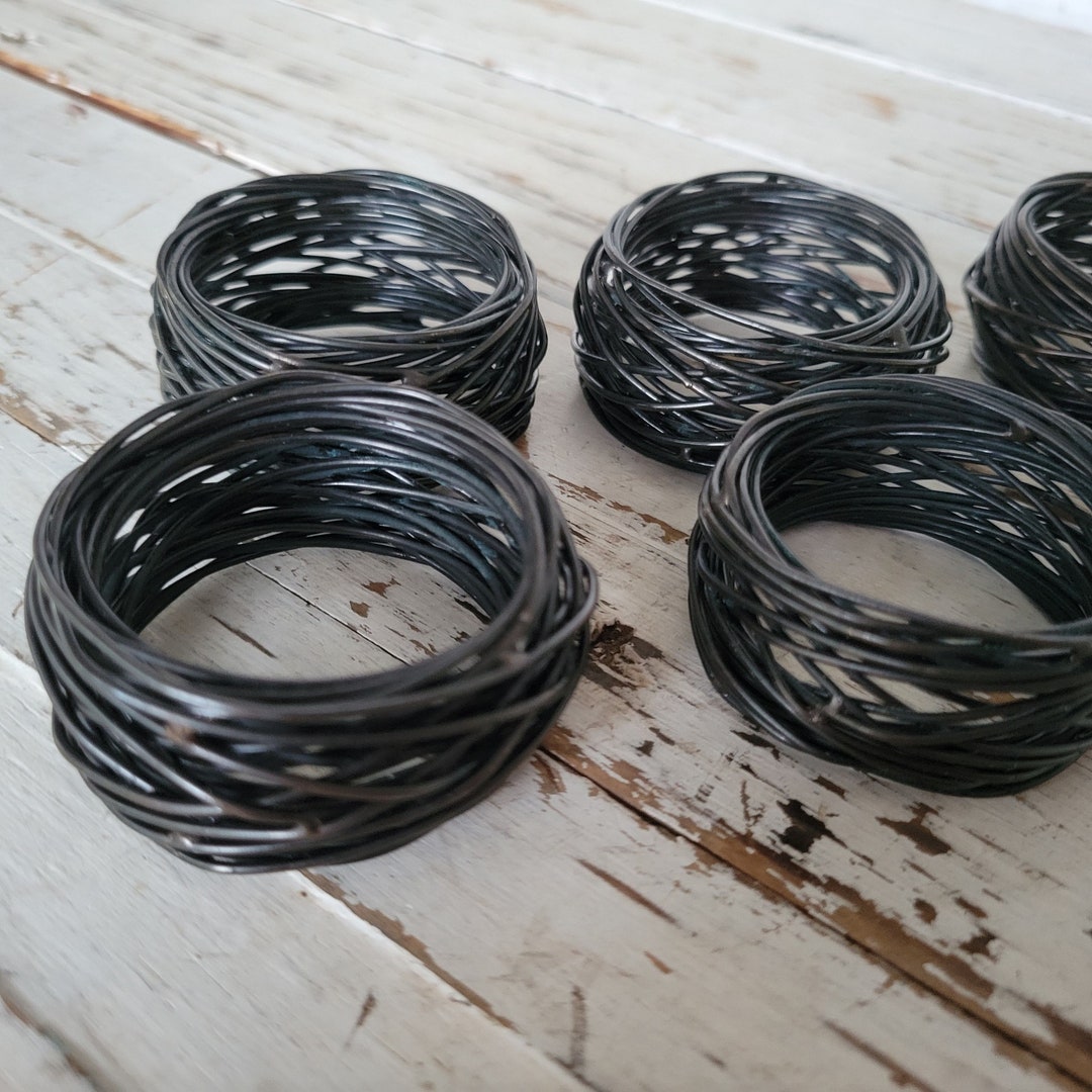 8 Wire Napkin Rings Black Woven Wire Rings Holiday Decor Etsy