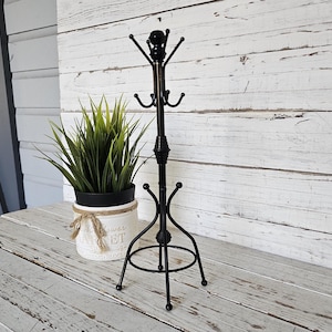 Small Black Metal Jewelry Stand: Coat Rack Design, Table Top Holder