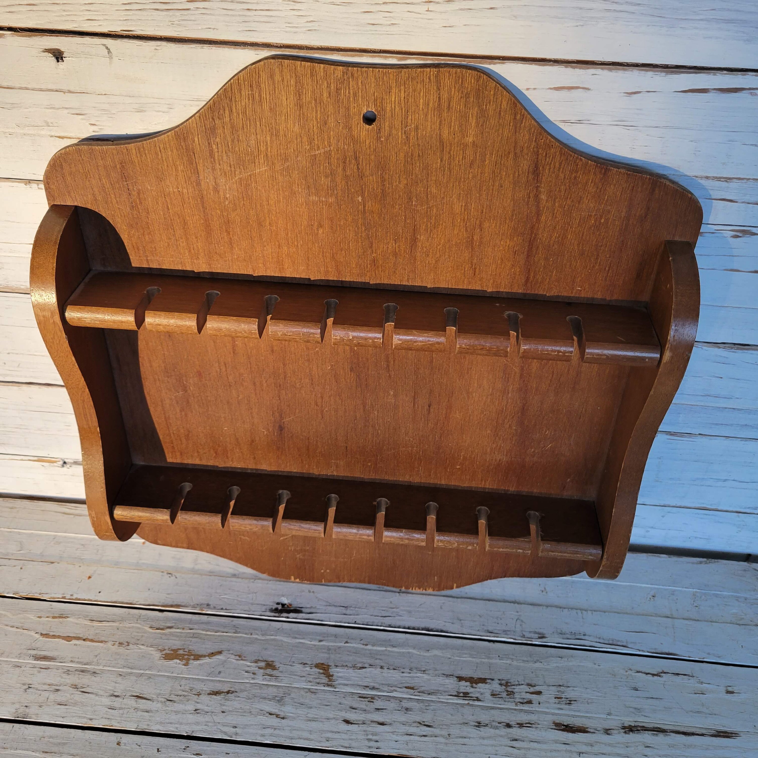 Vintage Wooden Wall Spoon Display Vintage Spoon Display Wall Rack 2 Row