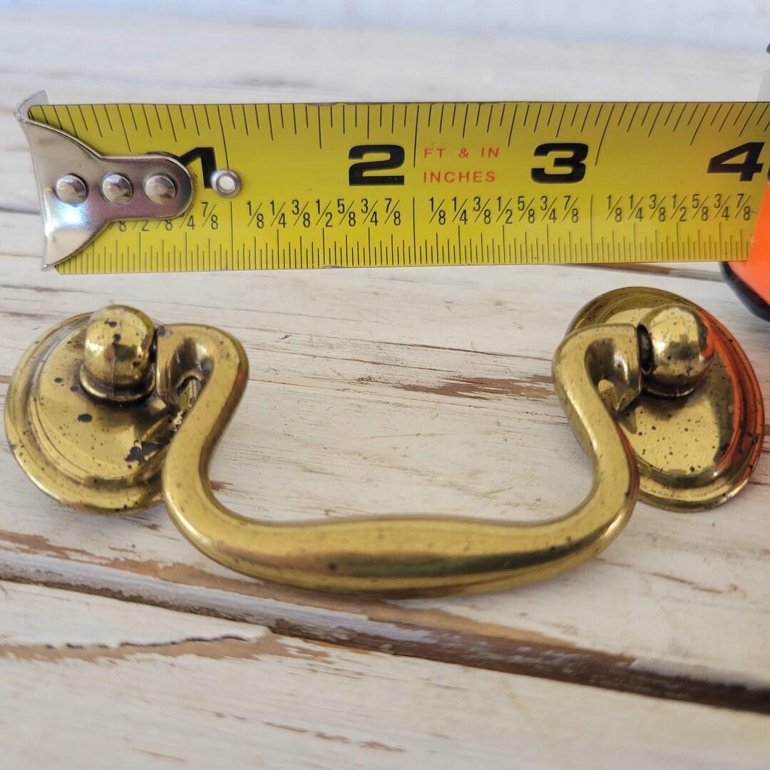 Vintage Drop Handle Drawer Pulls Gold Finish With Tarnish Etsy