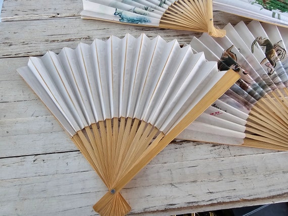 Set of 4 Unique Hand Paper Fans - Oriental Design… - image 9