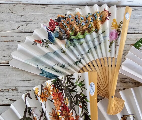 Set of 4 Unique Hand Paper Fans - Oriental Design… - image 4