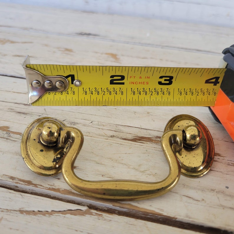 Vintage Drop Handle Drawer Pulls Gold Finish With Tarnish Etsy